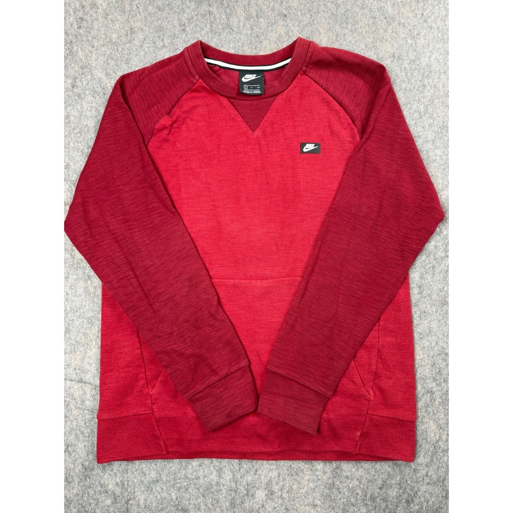 Nike Mens Red Two Tone Raglan Crewneck‎ Sweatshirt Kangaroo Pocket Small